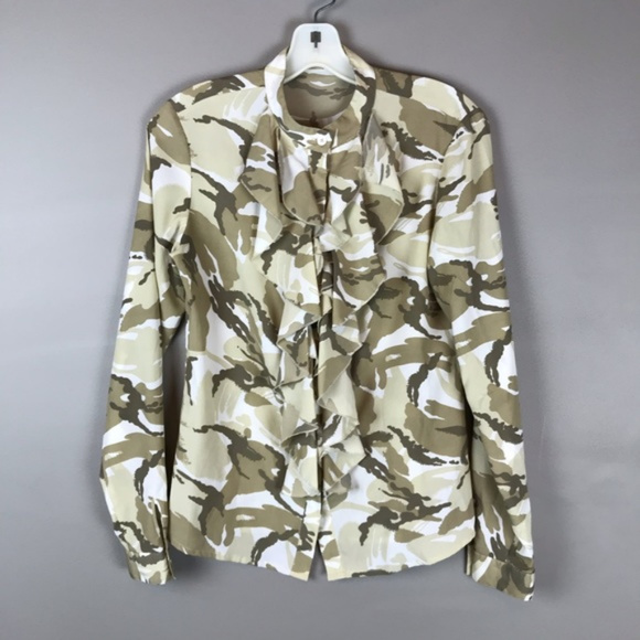 MICHAEL Michael Kors Tops - Michael Kors Camouflage Ruffle Front Blouse